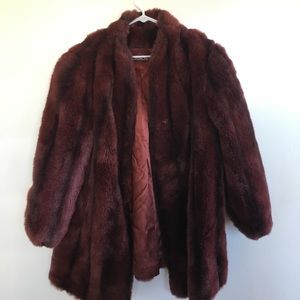Vintage Jordache maroon faux fur coat